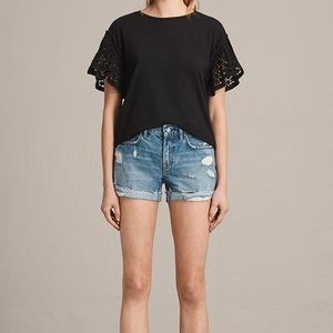 🤍 nwot | all saints | distressed jean shorts